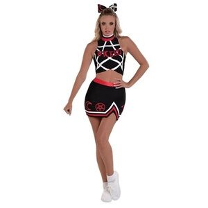 CHEERLEADER EVIL SPIRIT 3PC BLACK ADULT COSTUME SIZE EXTRA LARGE (14-16) 🌟NWT🌟